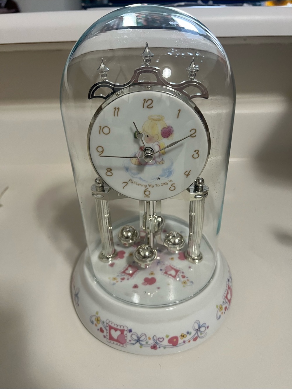 Precious Moments Collectible Glass Dome Anniversary Clock